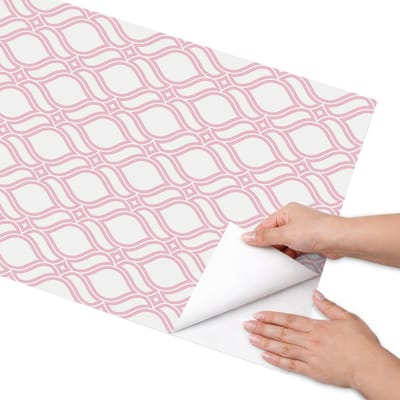 Coloray Meubel Wrap Folie - Wit Meubelfolie - 50x100 cm - Plakfolie Meubels Roze elegantie - Decoratiefolie Zelfklevend - Geometrische Meubelfolie - Meubelfolie Zelfklevend - Badkamer decoratie - Achtergronden en patronen