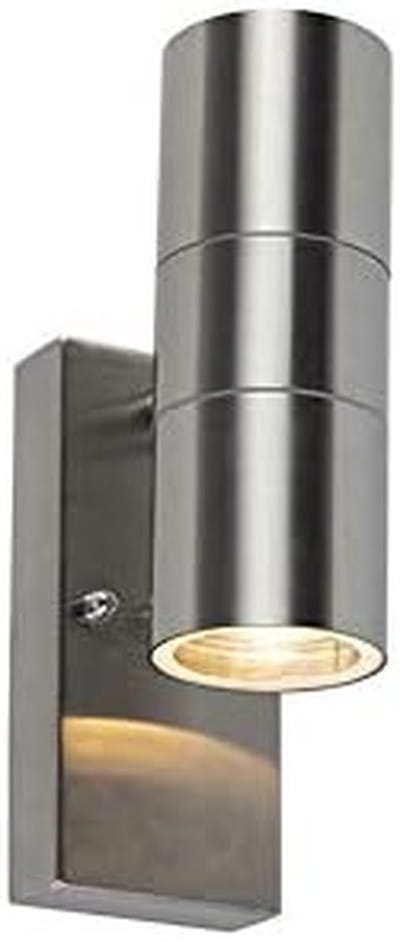 Moderne RVS Buitenwandlamp met Schemersensor Up and Down Licht