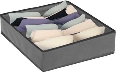 Springos Lade Organizer | Kleding Organizer | Ondergoed Organizer | 7 vakken | Grijs/Zwart | 30 x 30 cm