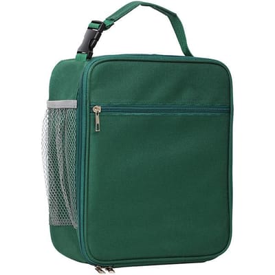 Draagbare Geïsoleerde Lunchbox met Grote Capaciteit Herbruikbare Lunchtas voor Mannen Vrouwen Waterdichte Stoffen Koeltas 25.5x21.5x10.5cm groen