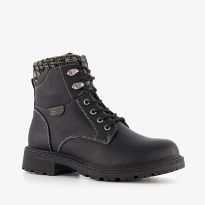 Blue Box dames veterboots met gebreid detail zwart - Maat 37