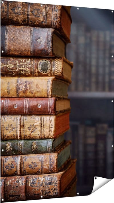 Gards Tuinposter Oude Historische Boeken - Retro - 120x180 cm - Tuindoek - Tuindecoratie - Wanddecoratie buiten - Tuinschilderij