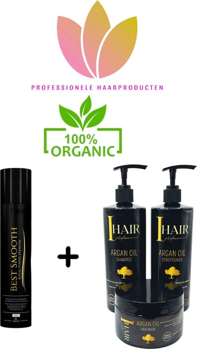 Naturelle Cosmetics Royal Power Premium keratin Best Smooth, 1000ml + ORGANIC Onderhouds shampoo 500 ml & Conditioner 500 ml & masker 250 ml