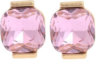 Behave - Oorbel steker roze glassteen elegant pasteltrend goudkleur