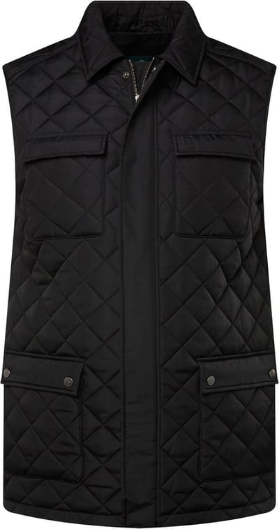 Boston Park - Heren - Doorgestikte bodywarmer overhemdkraag - Zwart - Maat 3XL