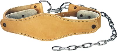 Tunturi Nek Trainingsriem - Nek lifting belt - Leer - Met Ketting - Lichtbruin