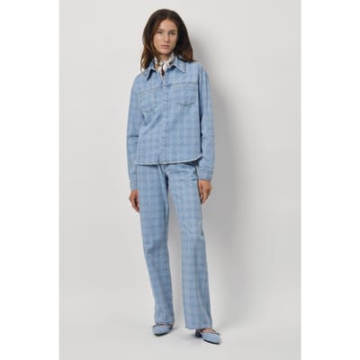 Dante6 Lone Monogram Jeans Shirt Skywash Blue Maat: 34 | Overhemden Outlet | Dames | Blauw