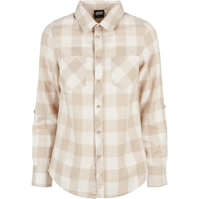 Urban Classics - Turnup Checked Flanell Blouse - XS - Creme