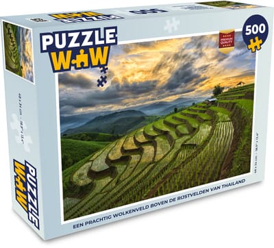 Puzzel Een prachtig wolkenveld boven de rijstvelden van Thailand - Legpuzzel - Puzzel 500 stukjes
