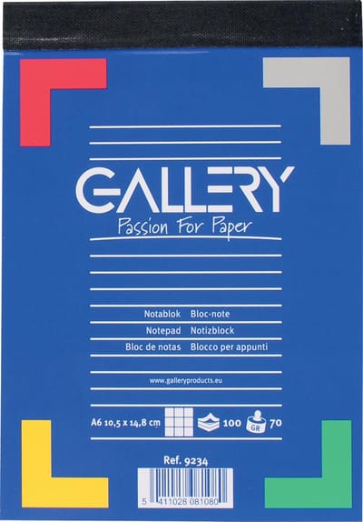 Gallery notitieblok, ft A6, geruit 5 mm, blok van 100 vel 10 stuks