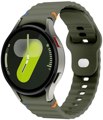 Siliconen wave bandje - geschikt voor Samsung Galaxy Watch 7 (40 & 44mm) / Watch 6 (Classic) / Watch 5 (Pro) / Watch 4 (Classic) / Watch FE - druksluiting - army groen