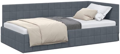 vidaXL - Hoek - Bed - Frame - Donkergrijs - 90 - x - 200 - cm - Fluweel