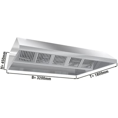 GGM Gastro Deckenhaube - 3200mm - mit Filter & Lampe Zilver