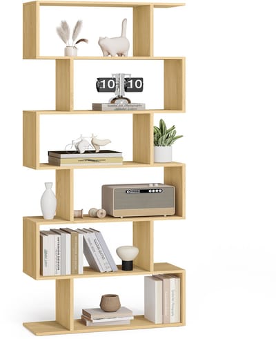VASAGLE - Boekenkast - Met 6 Niveaus - Opbergmeubel - Ruimteverdeler voor Woonkamer Slaapkamer Kantoor