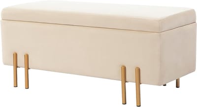 Zitbank met opbergruimte - Zitkist bank - Extra opbergruimte - Gestoffeerd fluweel look - 100 x 40 x 42 cm
