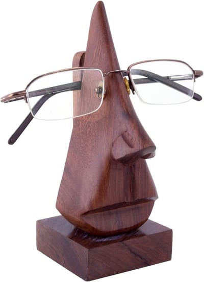 Houten Brillenhouder - Bureau Accessoire - Veilig Opbergen - Handgemaakt Design - 7x6x16 cm - Bruin