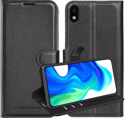 Cadorabo Hoesje geschikt voor ZTE Blade A3 2020 in PHANTOM ZWART - Beschermhoes met magnetische sluiting, standfunctie en kaartvakje Book Case Cover Etui