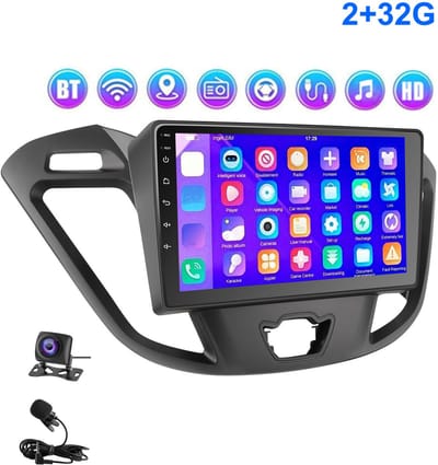 ESSGOO CarPlay autoradio geschikt voor Ford Transit Custom (2012-2021) - 9 inch touchscreen - Android 15 - Draadloos Apple Carplay & Android Auto - 2GB + 32GB - Bluetooth & Wifi GPS Navigatie - 4 Core processor - Achteruitrijcamera - Microfoon