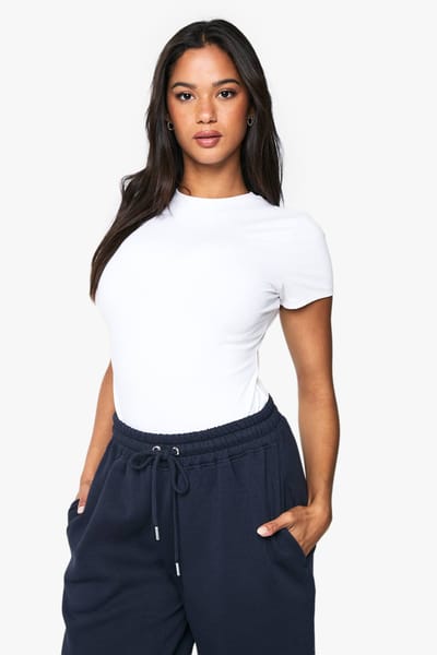 boohoo Dames Peached Sculpt Short Sleeve Bodysuit | Wit | Maat: 40