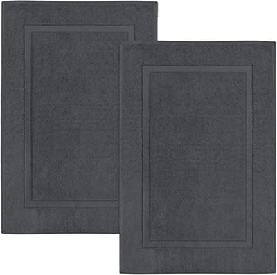 Badmatten 53 × 86 cm – 100% Katoen, Zeer Absorberend en Machinewasbaar – 2 Stuks, Grijs