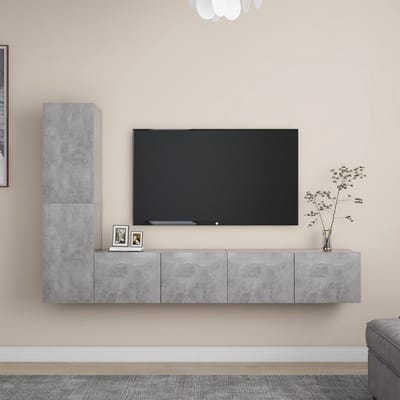 vidaXL - 4-delige - Tv-meubelset - bewerkt - hout - betongrijs