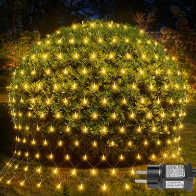 MUPOO Netverlichting Buiten Geel - 3 x 2 meter - 200 LED's - Net Kerstverlichting - Kerstnet Lichtgordijn - met 8 modi - Geheugenfunctie - Sfeervolle Gordijnverlichting - voor Bushe Garden Yard Party Decor