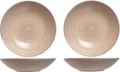 Cosy & Trendy Diep bord Turbolino - 4x stuks - bruin - 21 cm - aardewerk - pastabord - soepbord - servies - diepe borden