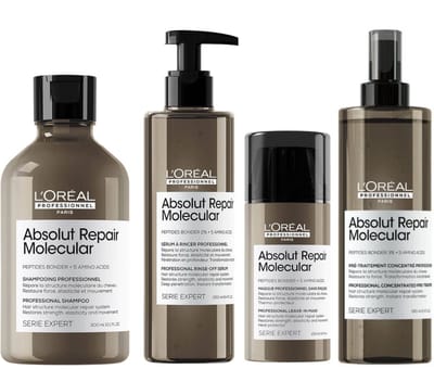 L`Oreal Professionel - Absolut Repair Molecular Set - Beschadigd haar Pakket - Pre-Treatment + Shampoo + Rinse-Off Serum + Leave In Masker - Serie Expert Giftset
