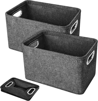 Opbergdoos Mand, 2 Stuks Stoffen Opbergdozen Met Handvat, Opvouwbare Organizer Voor Kleding, Handdoek, Toiletartikelen, Snackboeken Thuis (Donkergrijs)