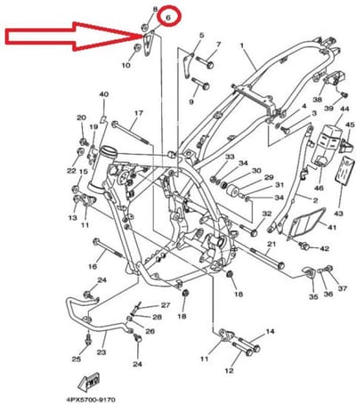Support moteur origine pour Moto Yamaha 250 TTR Raid 1995 à 1996 4GY-21318-01-00 / Sup droit Neuf