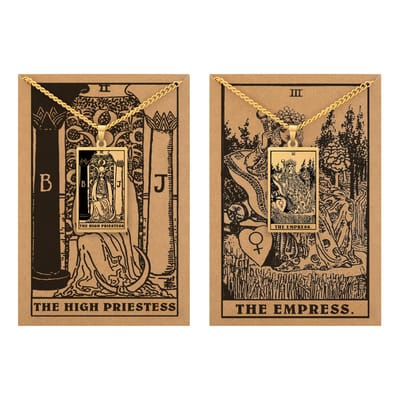 Tarot Ketting 2 | 3 bundel - Vrouwelijke kracht - Goudkleurig Stainless Steel - Inclusief Rider-Waite Kaartjes - 60cm - Pax Amare