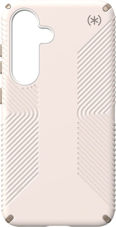 Speck hoesje geschikt voor Samsung Galaxy S24 Samsung Galaxy S25 - Ultieme Bescherming en Grip - Luxe Soft-touch Afwerking - Valbescherming gecertificeerd tot 4 meter - Microban Antibacterieel - Presidio2 Grip lijn - Beige Wit