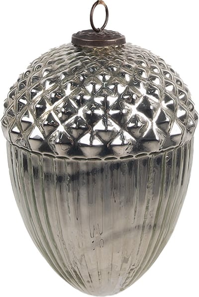 Clayre & Eef Kerstbal Overig Ø 10x15 cm Zilverkleurig Glas Kerstballen