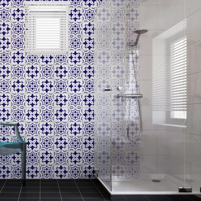 Zelfklevende tegelmuurstickers voor keuken en badkamer - 30 cementtegelstickers (AZULEJOS SANCHO) - 30 stickers 10x10cm