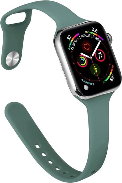 Stravo Slanke Siliconen bandje - Geschikt voor Apple Watch 42mm(Series 11/10) 41mm 40mm 38mm - Slanke en elegante siliconen horlogeband voor Apple Watch SE 1 2 3 / Series 11 10 9 8 7 6 5 4 3 2 1 - Apple Watch Bandje - Pine Green