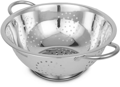 longziming -RVS Vergiet - Afgietkom - Keuken Zeef - Snelle Waterafvoer - Stevige Handgrepen - Roestvrij Staal - Duurzaam & Comfortabel Gebruik - 1 Stuk