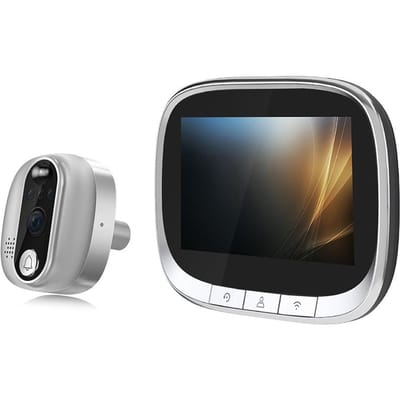 Slimme deurbelcamera 2,4 GHz WiFi-kijkgaatjecamera 4,3-inch IPS-scherm Tuya APP Draadloze nacht-PIR zilver