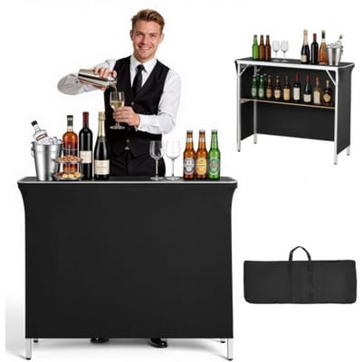 VEVOR Opvouwbare Beursbalie, 1100x385x885 mm, Receptiebalie met Draagtas, Opbergvak, Receptietafel, Beursstand, Bartafel, Opvouwbare Mobiele Bar voor Evenementen, Feesten & Beurzen