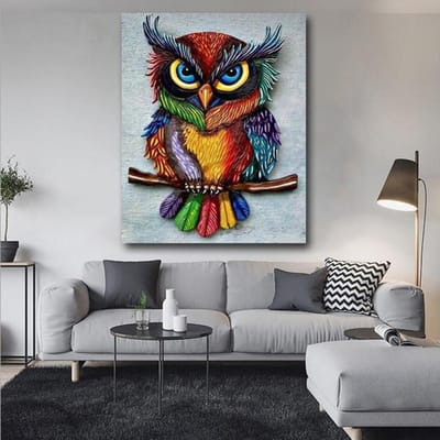 Peinture Diamant 5d Bricolage Point de Croix Couleur Complète Hibou Animal Cadeau Broderie Diamant Diamant 20X30 black