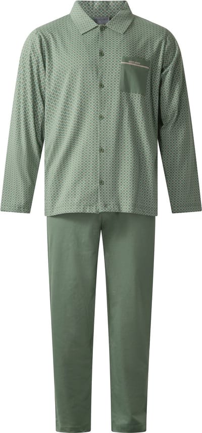 Gentlemen - klassieke heren pyjama 114313 met doorknoop - 100% katoen - groen - maat M