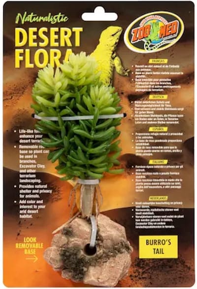 Zoo Med Burro's Tail kunstplant voor terrarium 11 cm met rotsbasis