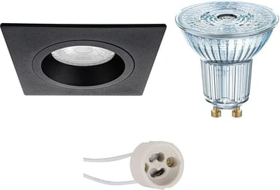 LED Spot Set - LEDVANCE Parathom PAR16 940 36D - Proma Rodos Pro - GU10 Fitting - Dimbaar - Inbouw Vierkant - Mat Zwart - 3.4W - Natuurlijk Wit 4000K - 93mm