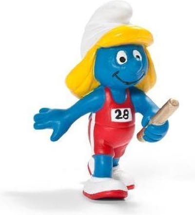De smurfen - Smurfin als estafetteloper - Atletiek - Schleich - Speelfiguurtje - 5cm