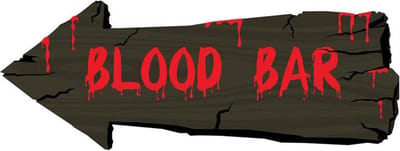 Wanddecoratie Wegwijzer Halloween Blood bar 19cm x 50cm - PVC - Horror griezel thema feest