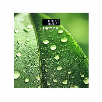 Brock BS‑003 Digitale Personenweegschaal – 30 × 30 cm – 180 kg – Stijlvol Blad‑motief – Helder Verlicht Display – Inclusief 2x AAA Batterijen – Eenvoudige Eén‑stap Weegfunctie
