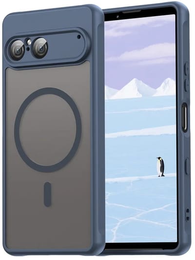 MobyDefend Hoesje - Geschikt voor Sony Xperia 10 VII - Case Geschikt voor MagSafe - Mat Transparant Met Gekleurde Rand - Blauw