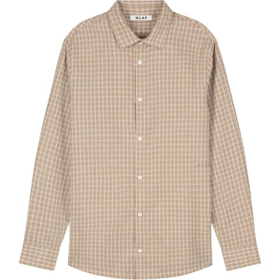 Olaf Checked Seersucker Ls Shirt Lange Mouw Overhemden Beige M240308