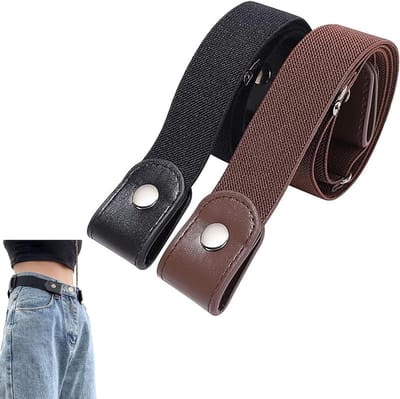 Stretchriem zonder Gesp - Elastische Riem voor Dames en Heren, Onzichtbare Riem voor Jeans, Shorts en Langerokken in Zwart en Bruin, Comfortabel en Verstelbaar