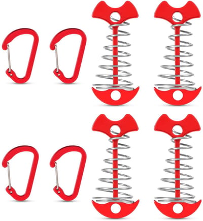 Solidchoice - Dailygoody - Fishbone Dekankerharingen - Aluminium Tentankers - Kleurig en Lichtgewicht - Karabijnhaken Bijgeleverd - Geschikt voor Kamperen en Wandel..