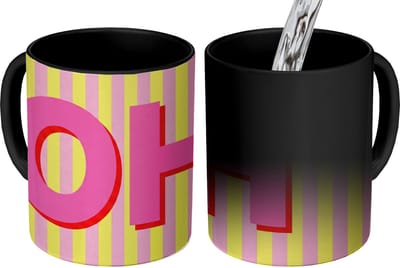 Magische Mok - Foto op Warmte Mokken - Koffiemok - Tekst - Strepen - Roze - Magic Mok - Beker - 350 ML - Theemok - Mok met Tekst